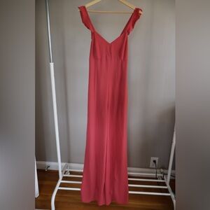 Coral Red Ruffle Strap Jumpsuit Leith Size XS